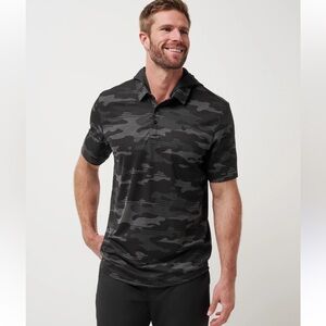Travis Mathew Beachside Stealth Black and Gray Camouflage Polo Shirt